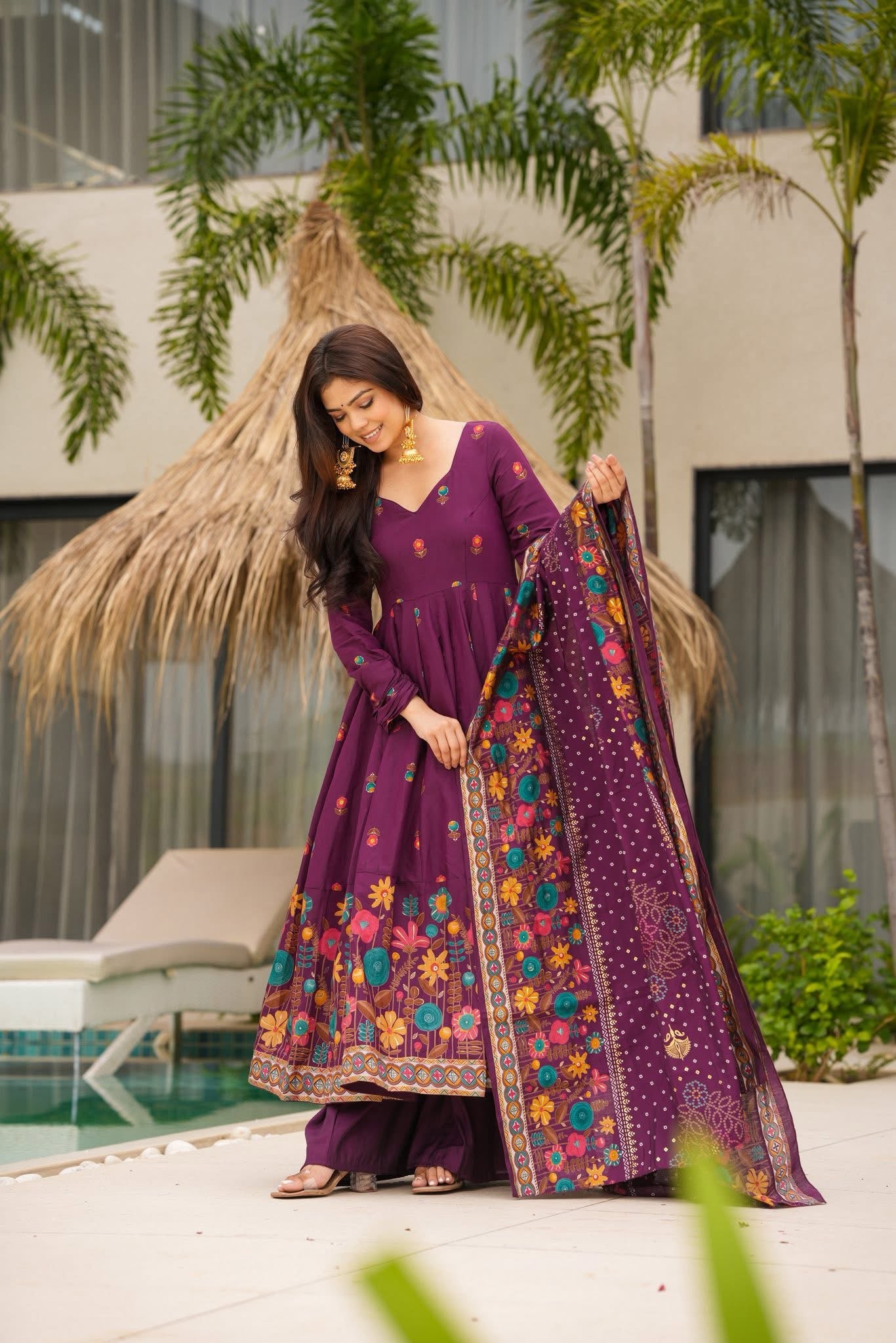 Amoria Muslin Anarkali Suit Set