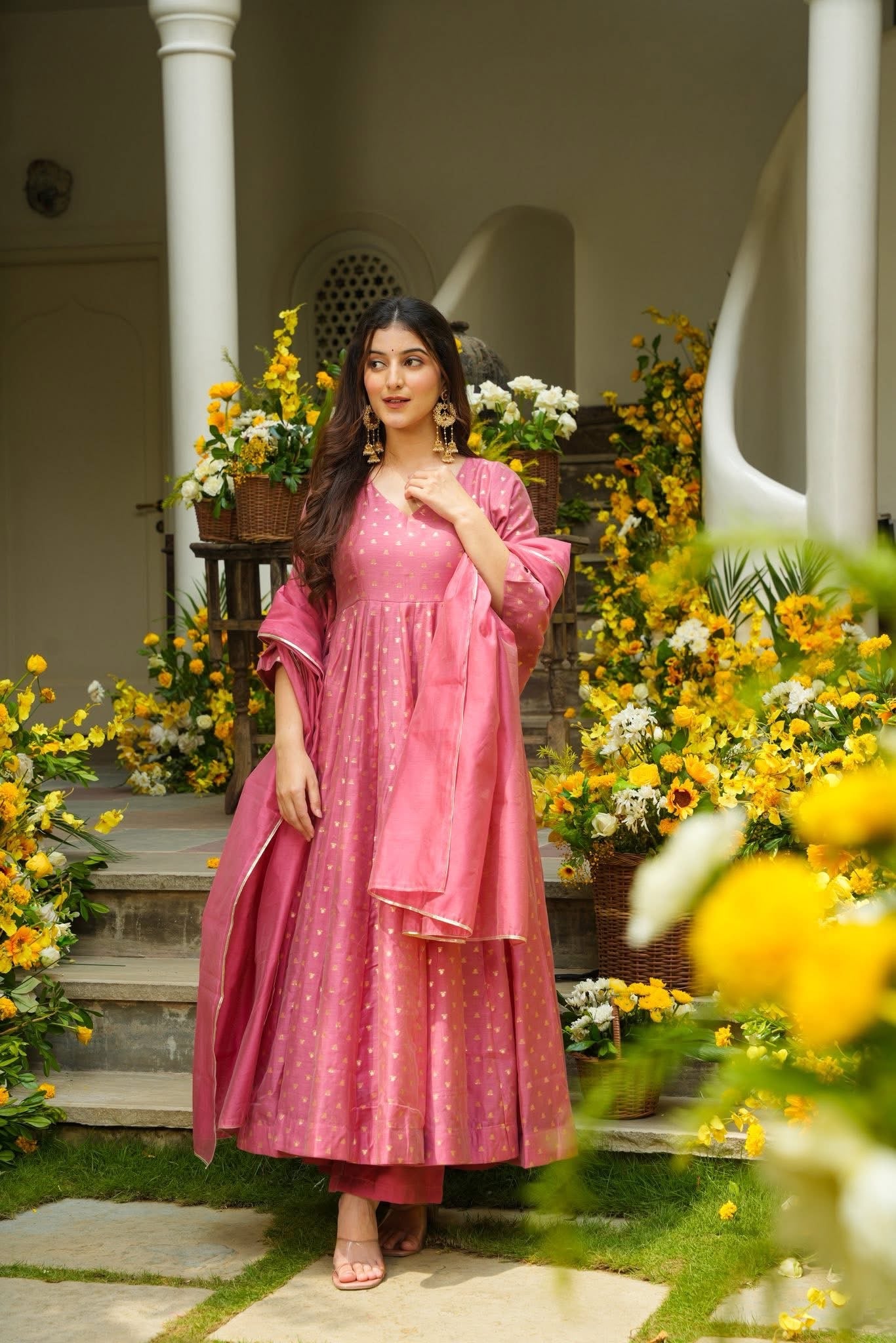 Marloween Chanderi Anarkali Suit Set