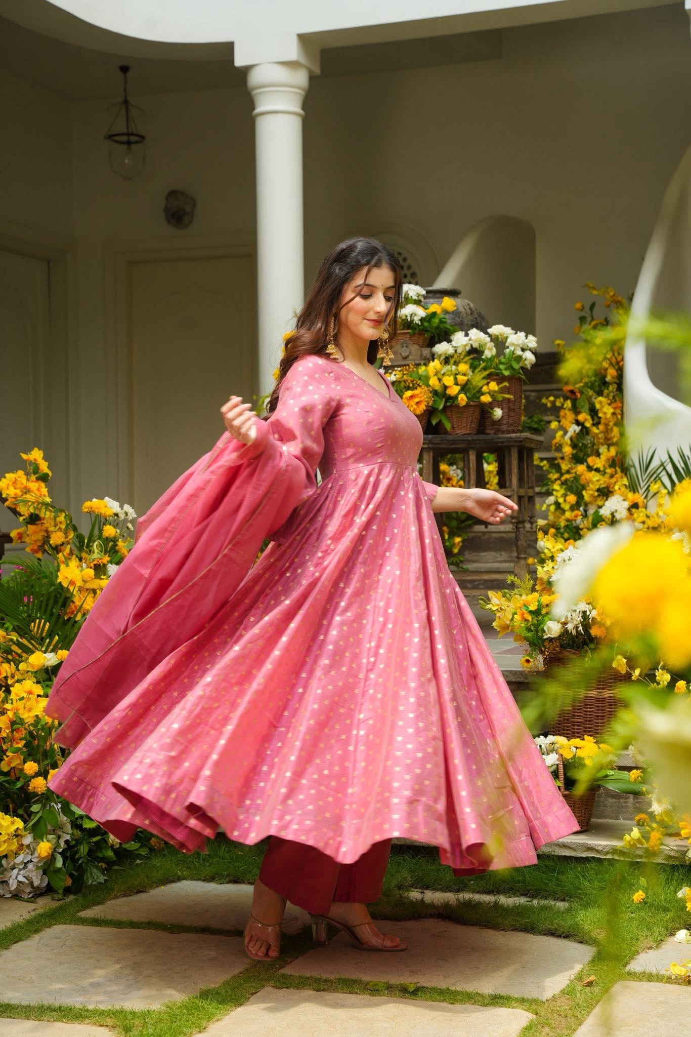 Marloween Chanderi Anarkali Suit Set