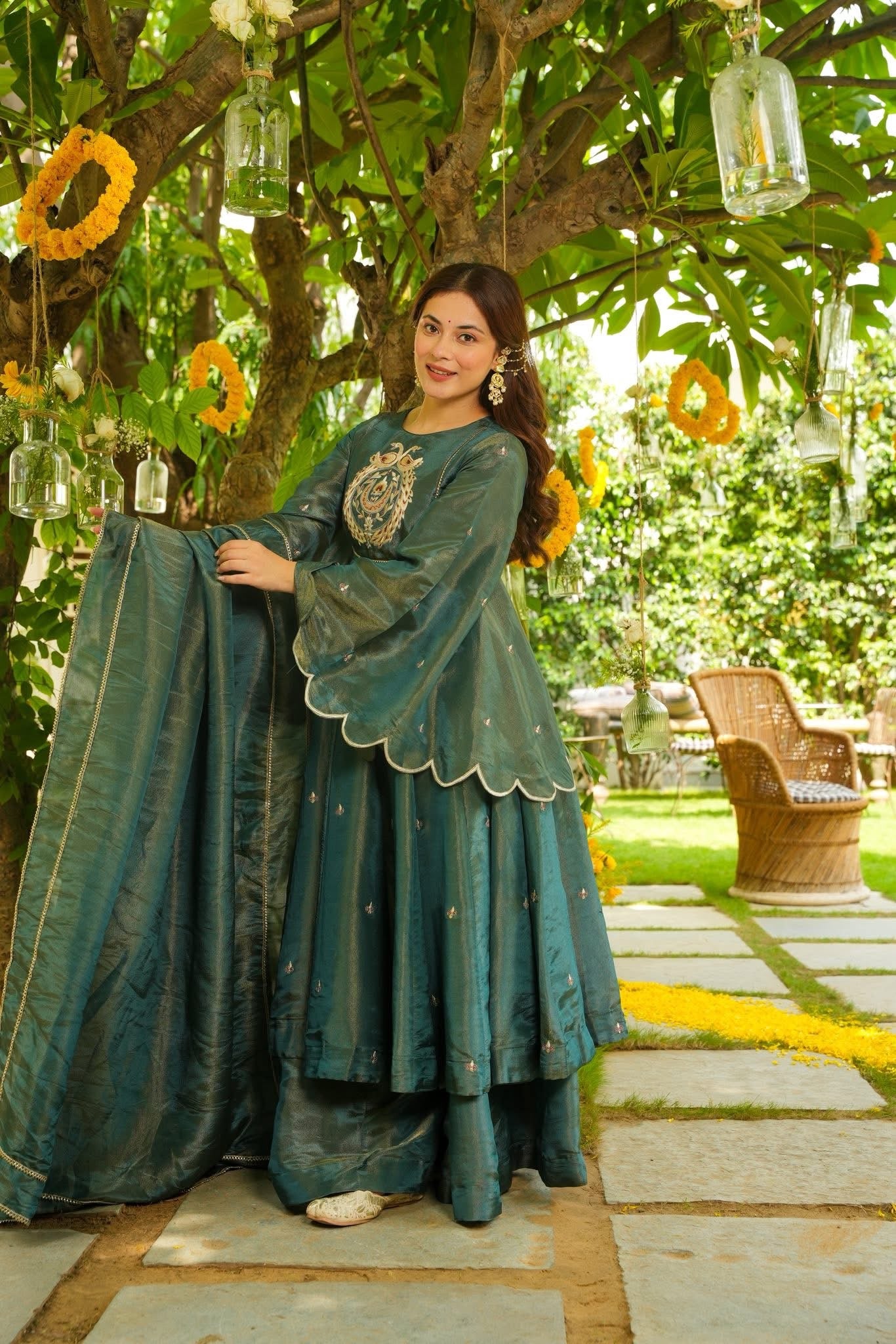 Ramora Flared Sleeves Anarkali Suit Set
