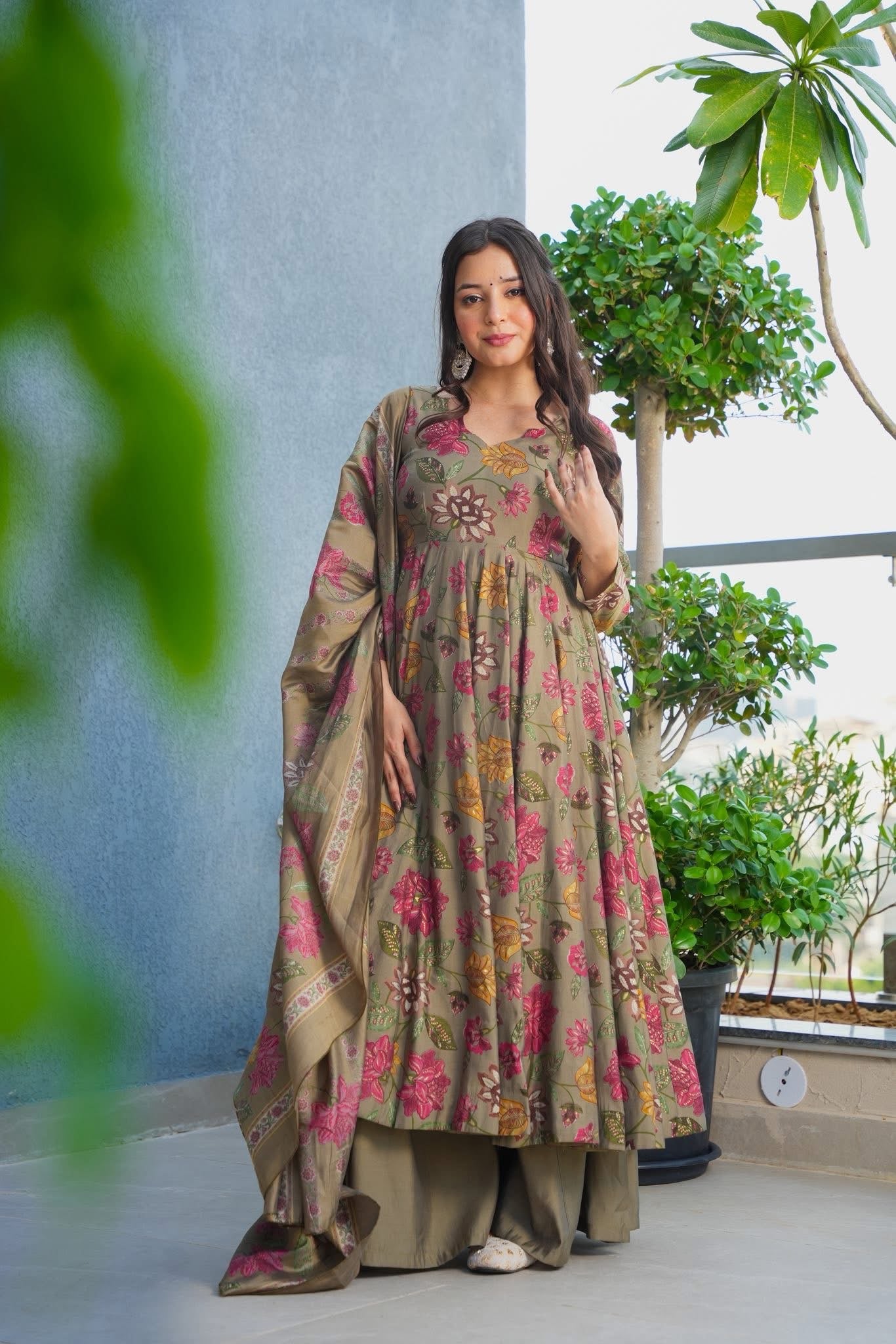 Gentle Gem Muslin Anarkali Suit Set