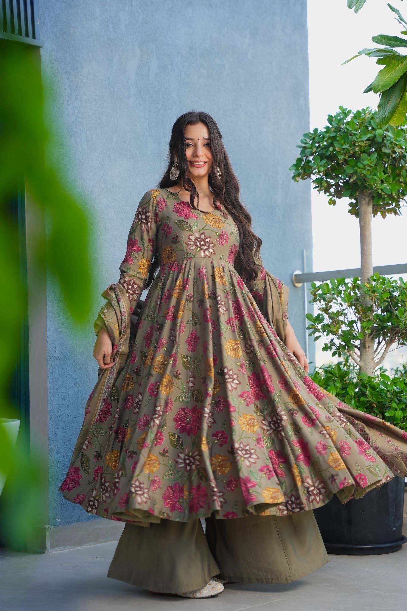 Gentle Gem Muslin Anarkali Suit Set