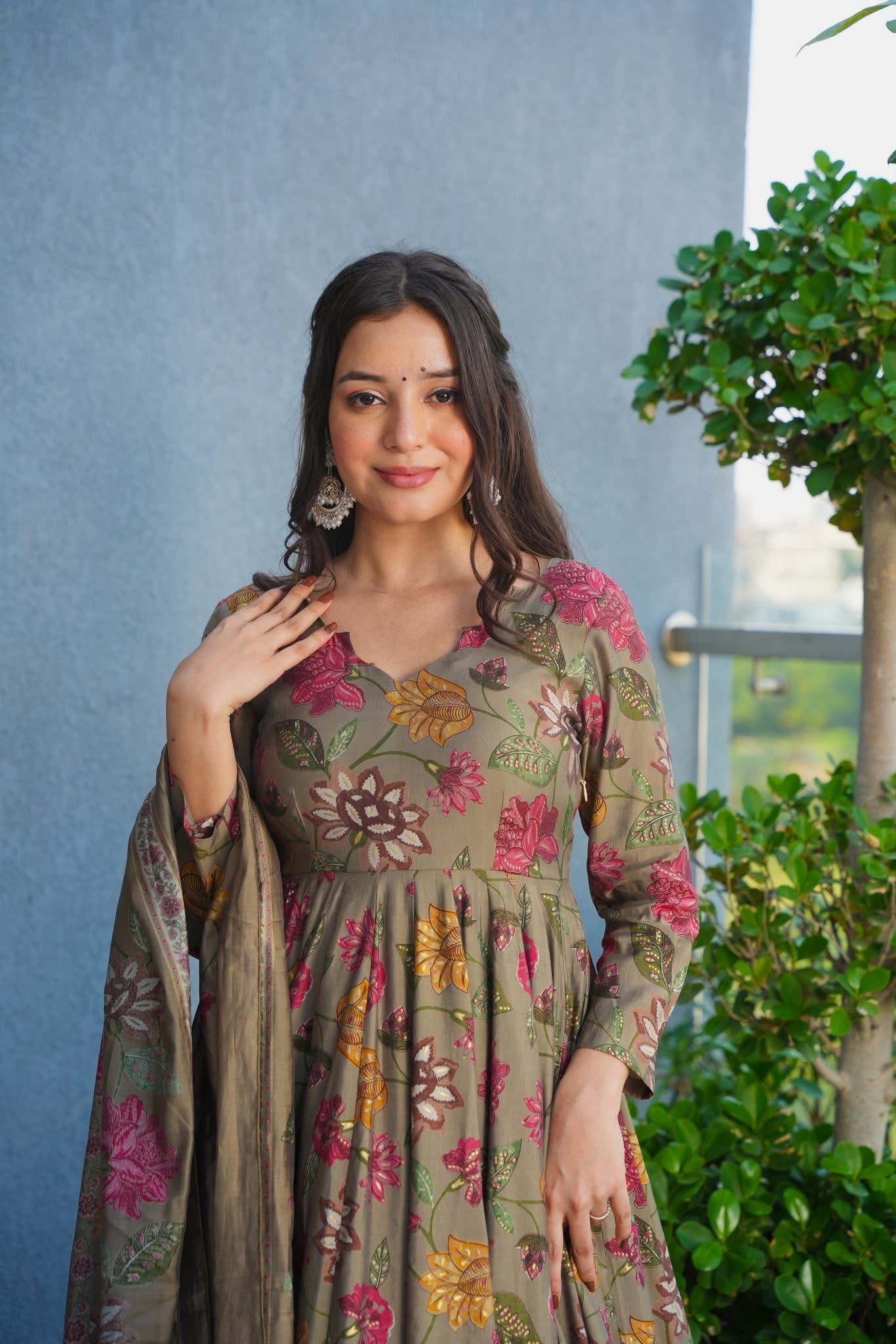 Gentle Gem Muslin Anarkali Suit Set