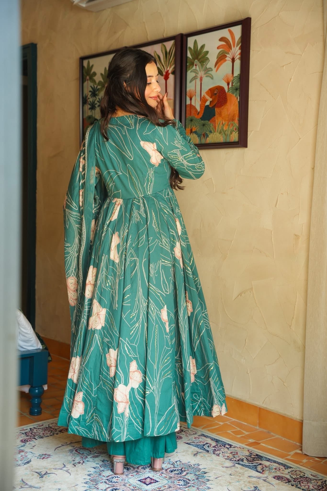 Milara Printed Cotton Anarkali Suit Set