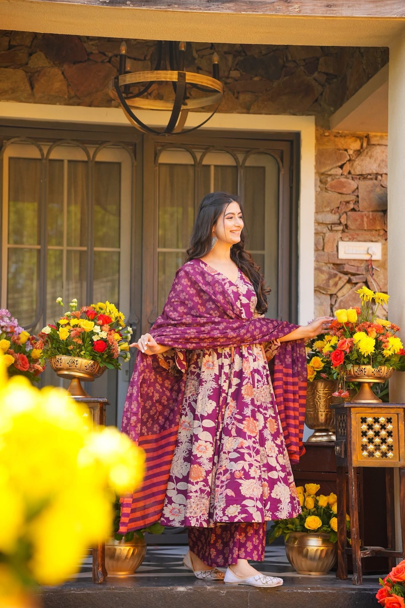 Aysel Cotton Anarkali Suit Set