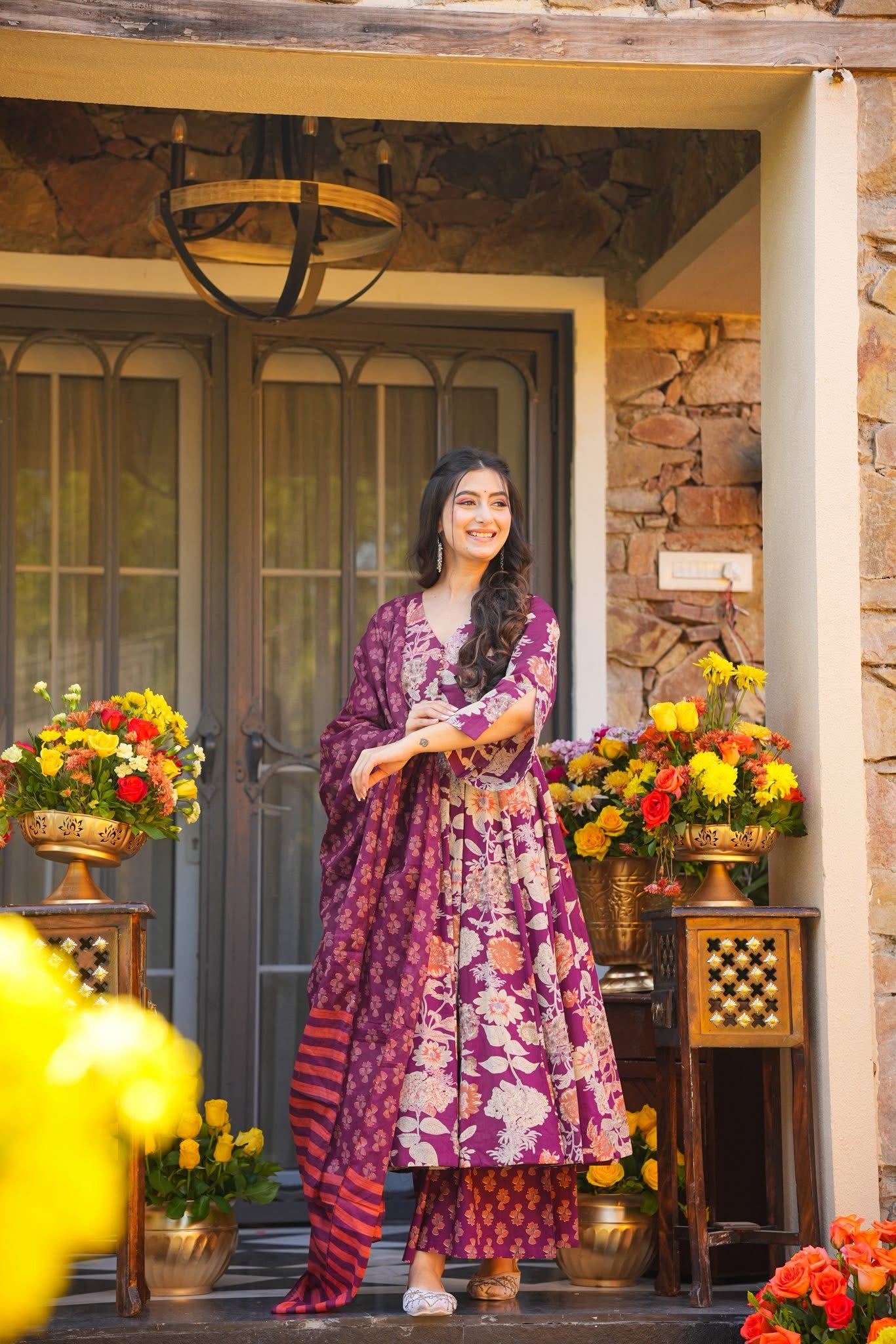 Aysel Cotton Anarkali Suit Set