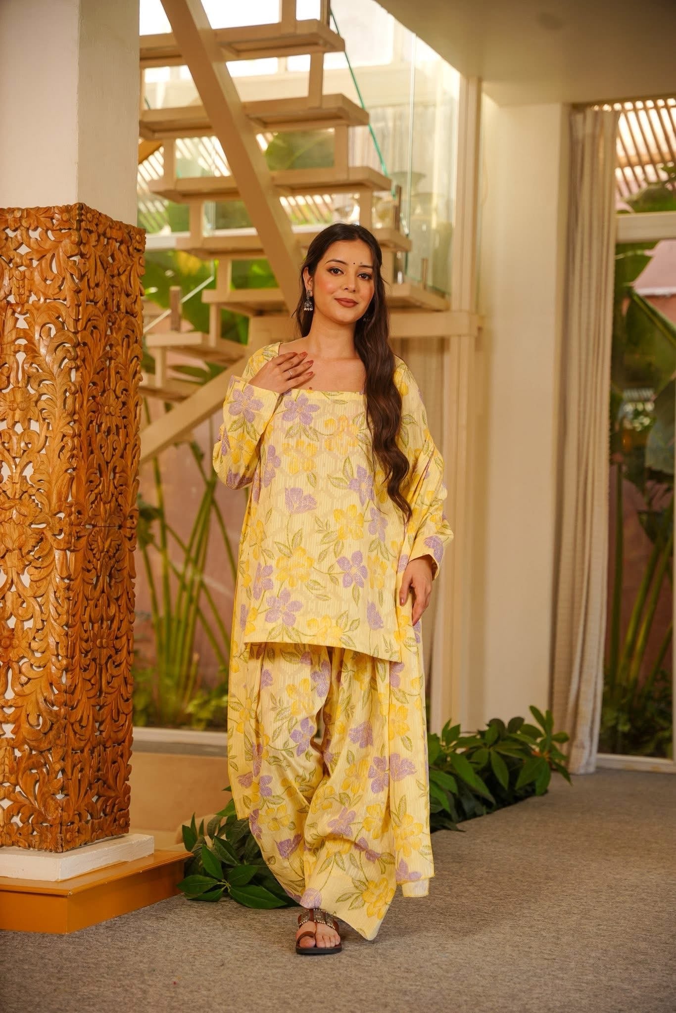 Neeti Yellow Cotton Farshi Salwar Set