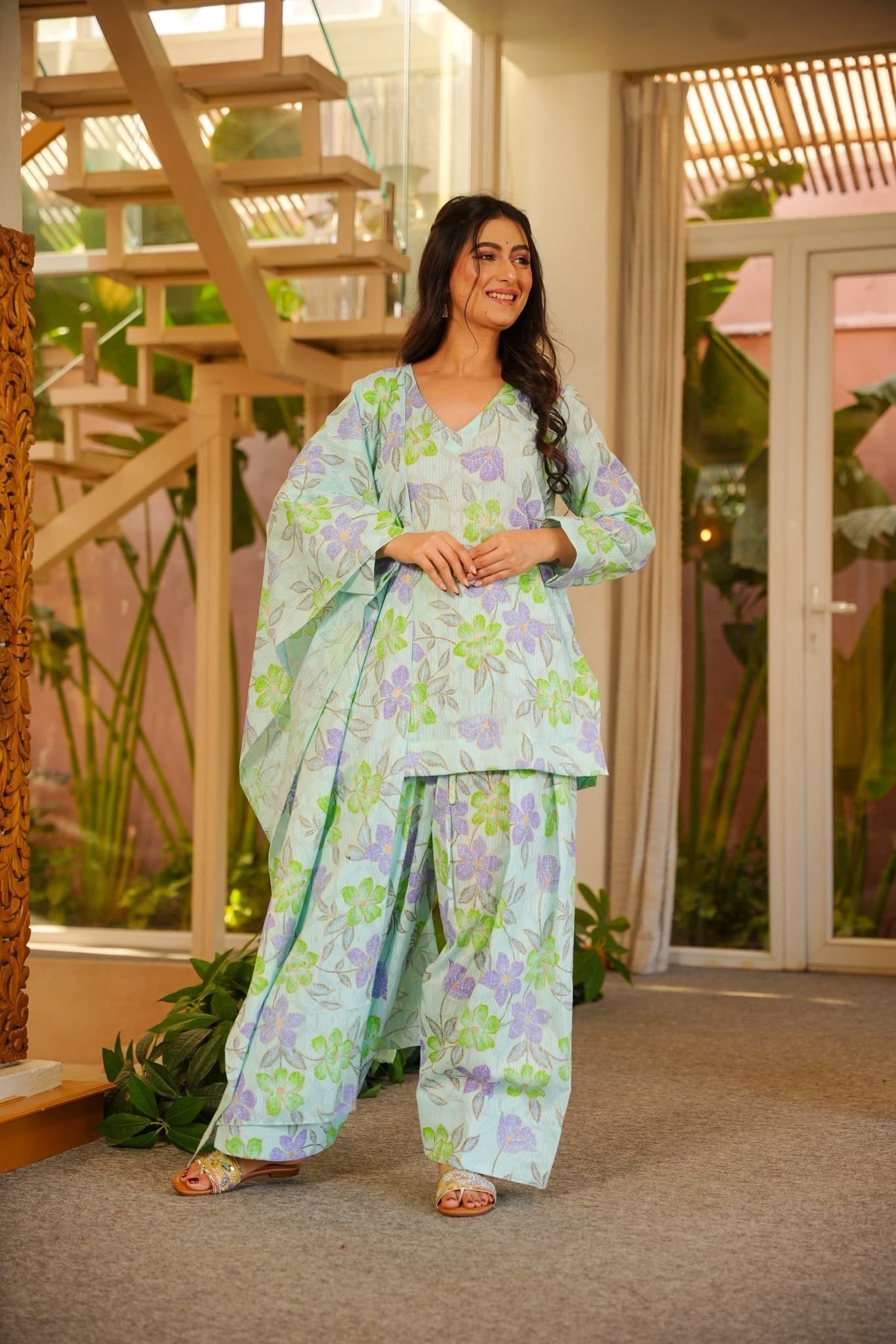 Mukti Blue Cotton Farshi Salwar Set