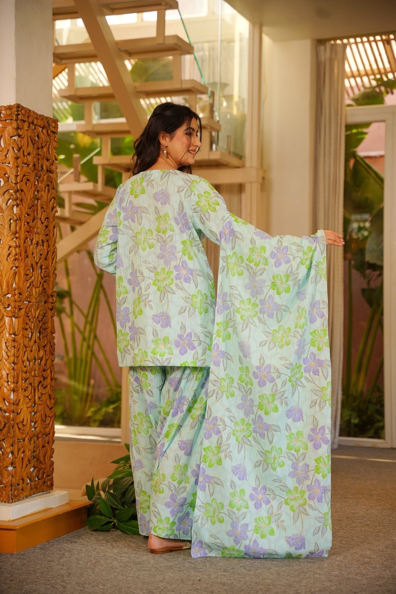 Mukti Blue Cotton Farshi Salwar Set