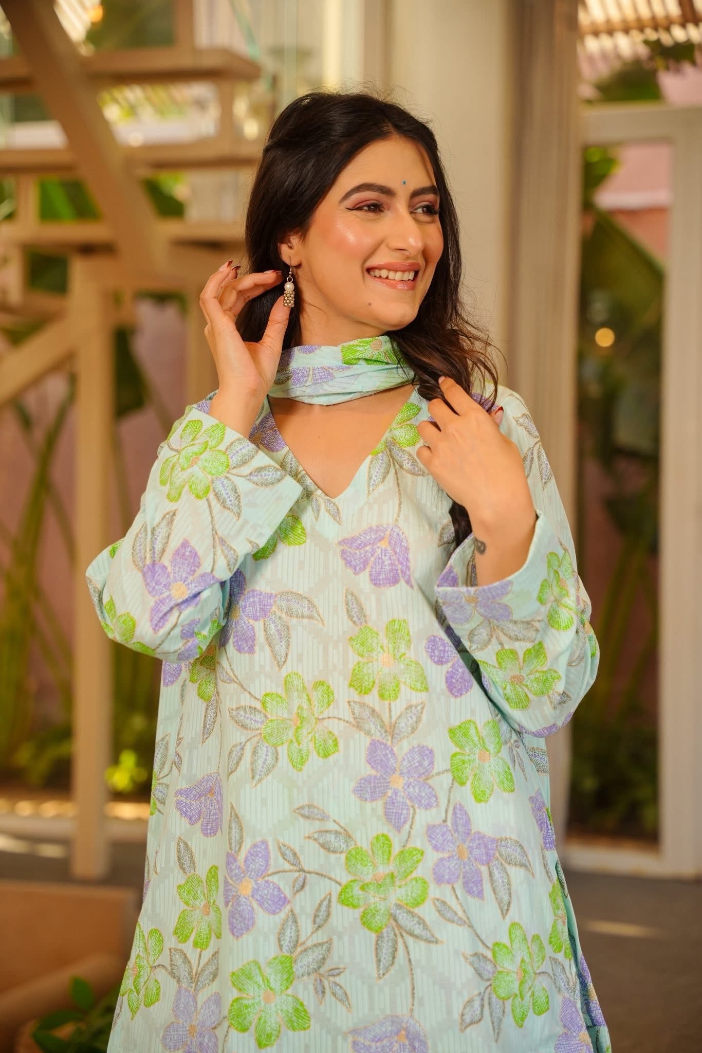 Mukti Blue Cotton Farshi Salwar Set