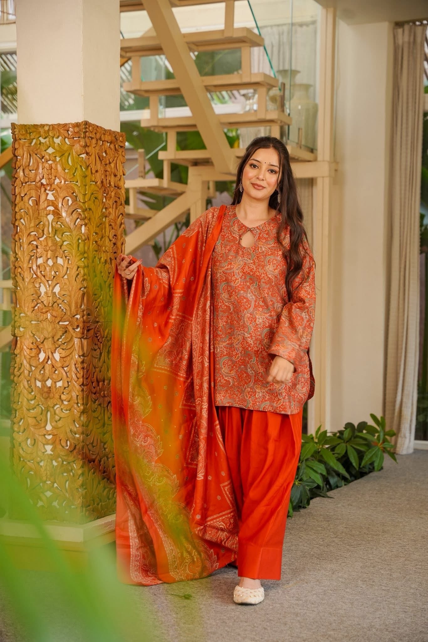 Parisa Rust Muslin Farshi Salwar Set