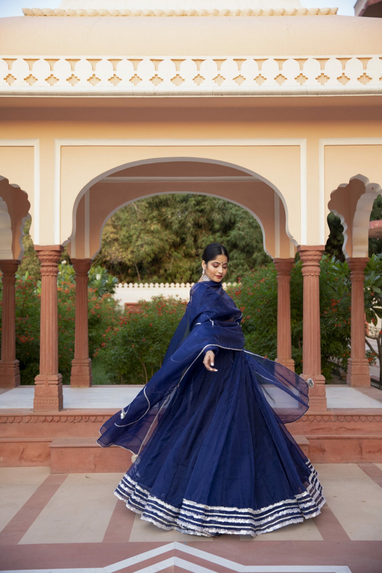 NAVY BLUE ORGANZA LEHENGA SET