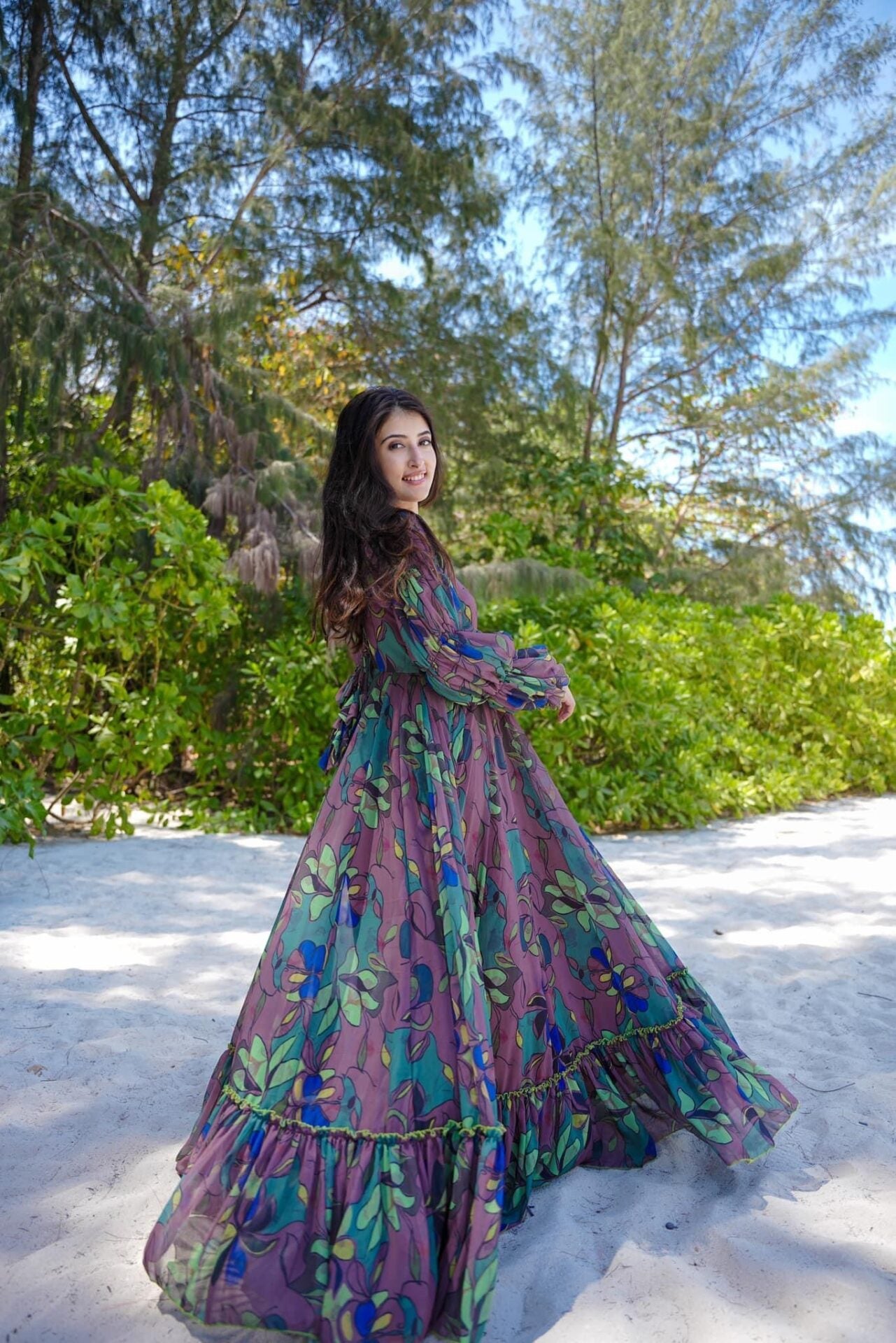 Georgette Multicolor Floral Mist Melody Gown Dress